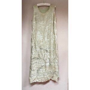 Vintage Hammerle Sleeveless Belted Maxi Dress Size 46 Leaf Green Lightweight